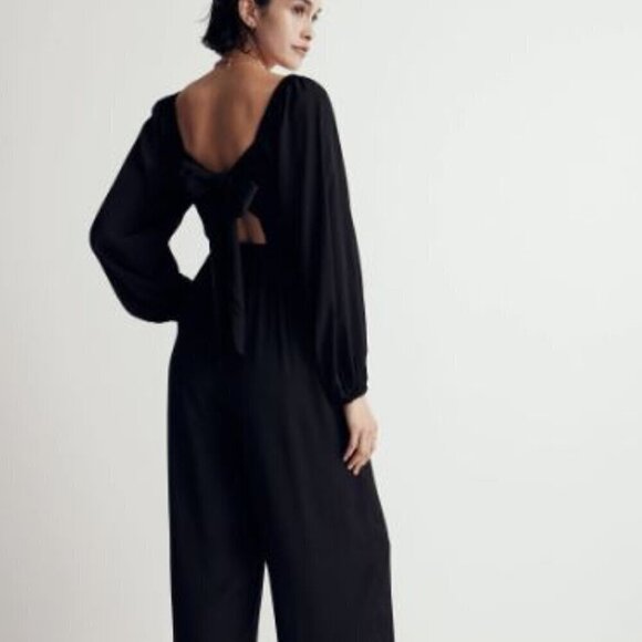 Madewell black size 14W Lucie Tie-Back Long-Sleeve pants Jumpsuit romper in Star - Picture 5 of 6